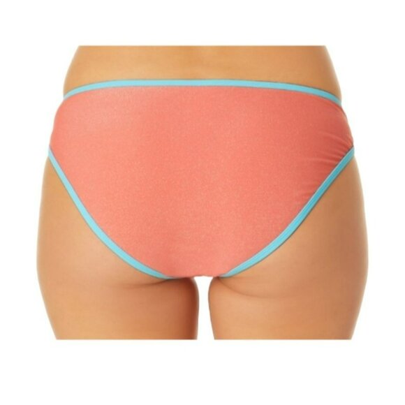 Bikini Swimsuit Salmon Pink Sparkle Sky Blue Trim Juniors XL 15-17 JH1709 - Picture 6 of 9